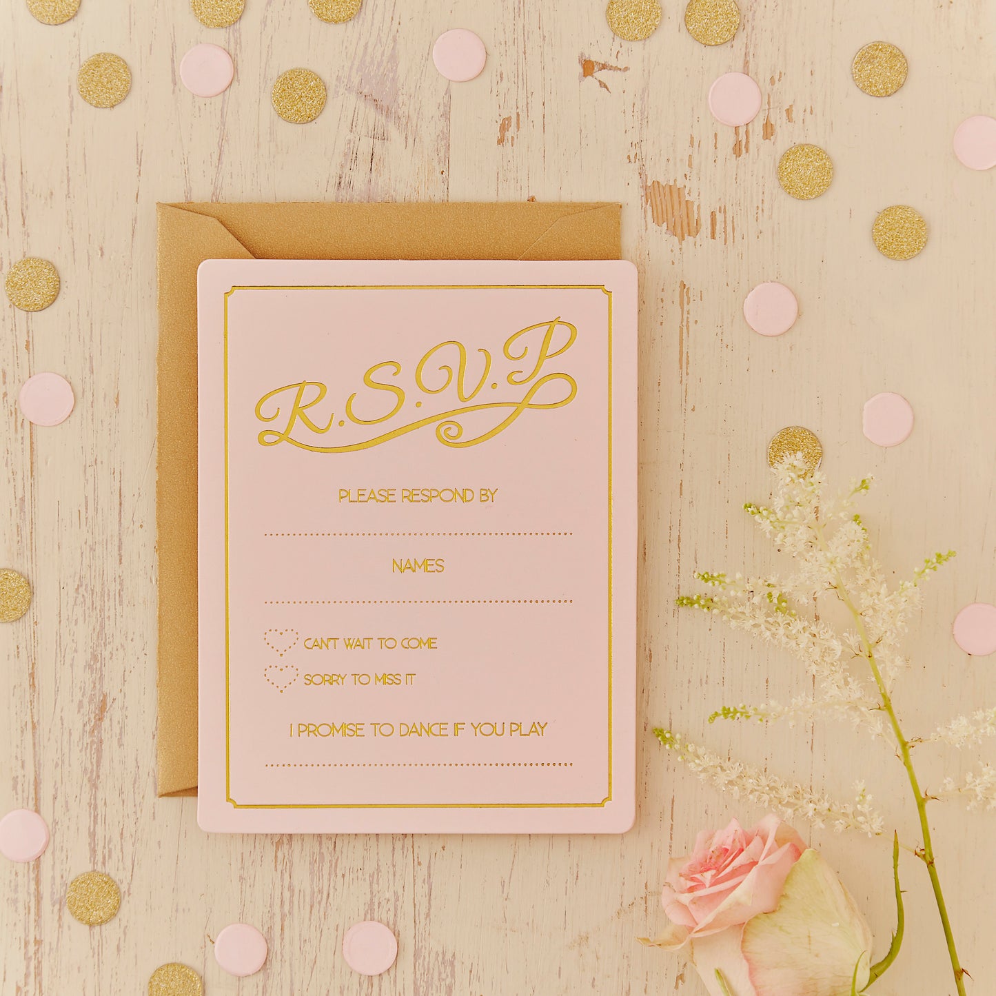 Gold Foiled RSVP Cards - Pastel Perfection