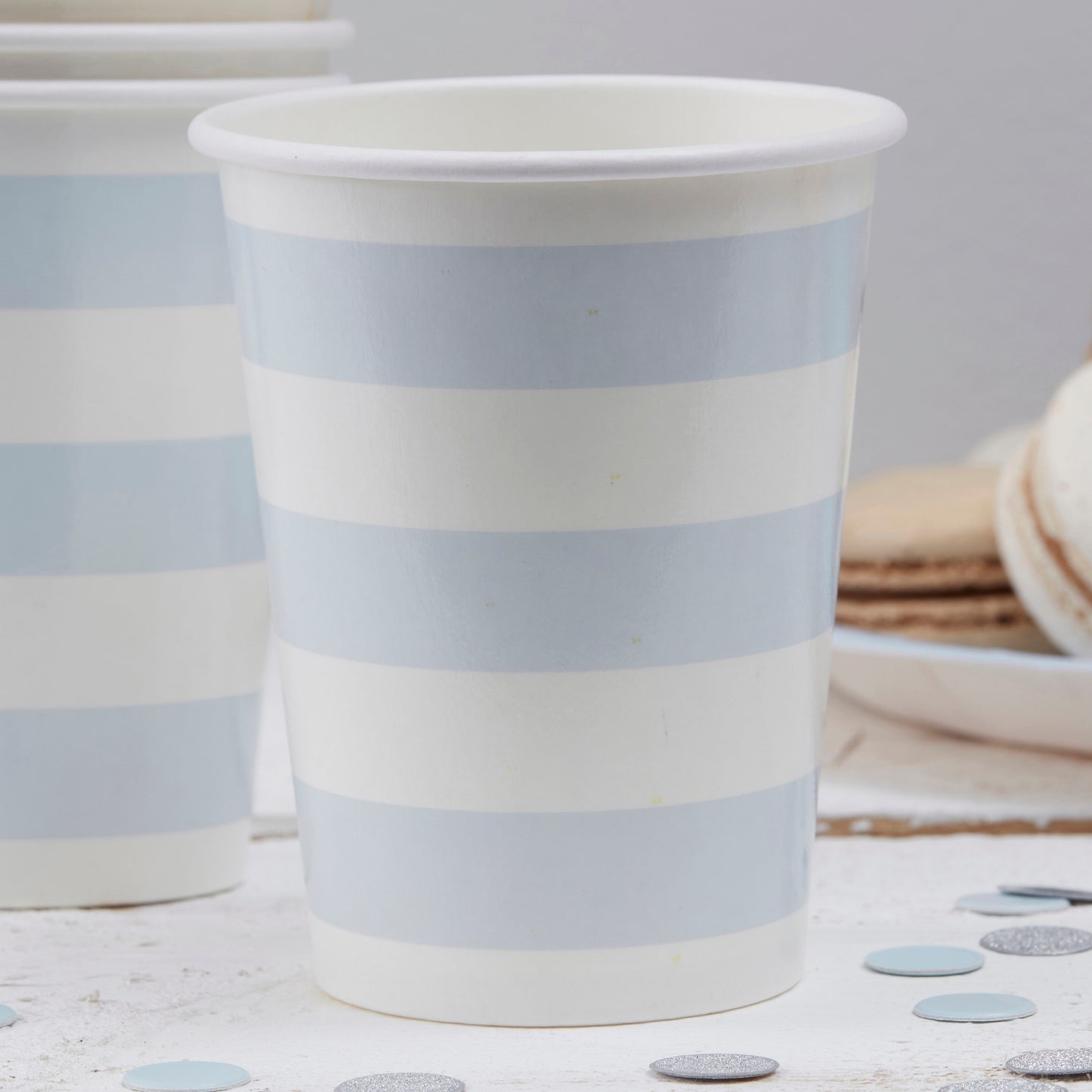 Baby Blue Stripe Paper Cups - Pastel Perfection