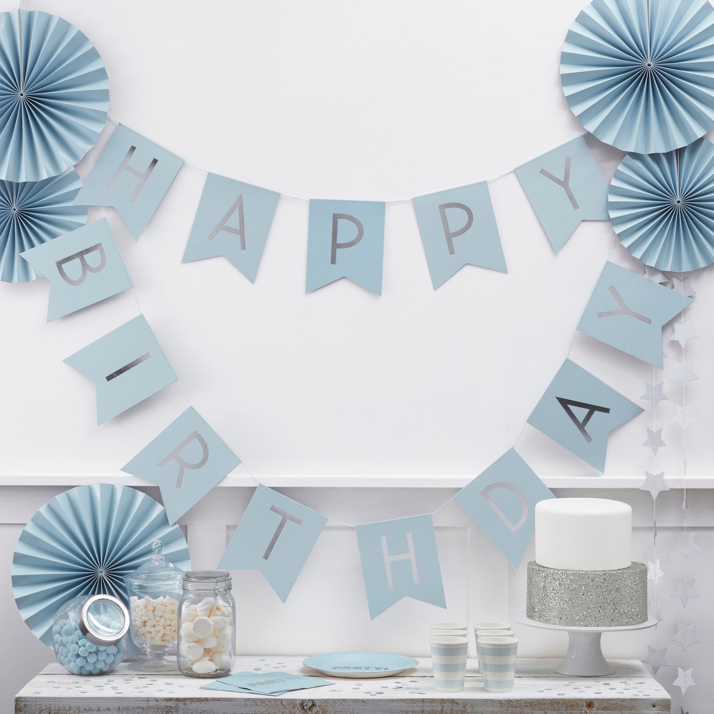 Baby Blue Stripe Paper Cups - Pastel Perfection