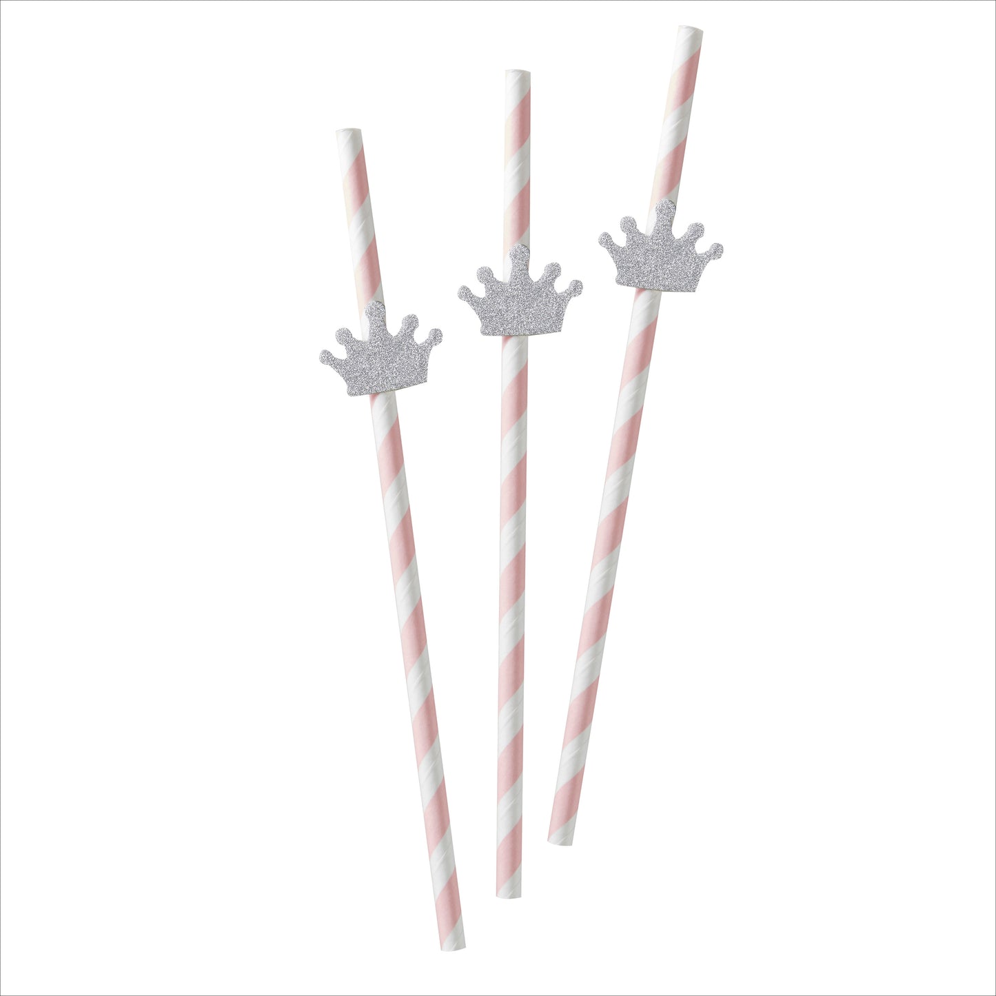 Silver Glitter Tiara Paper Straws - Princess Party