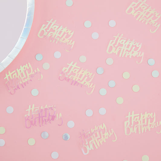 Happy Birthday Iridescent Table Confetti - Pastel Party