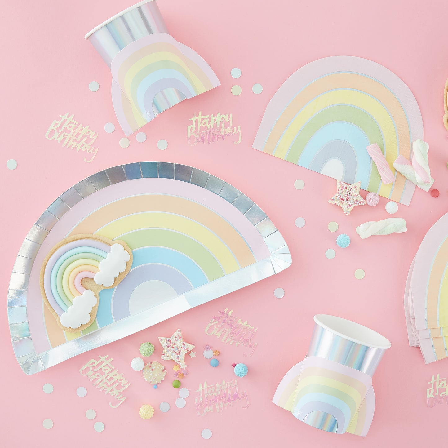 Happy Birthday Iridescent Table Confetti - Pastel Party