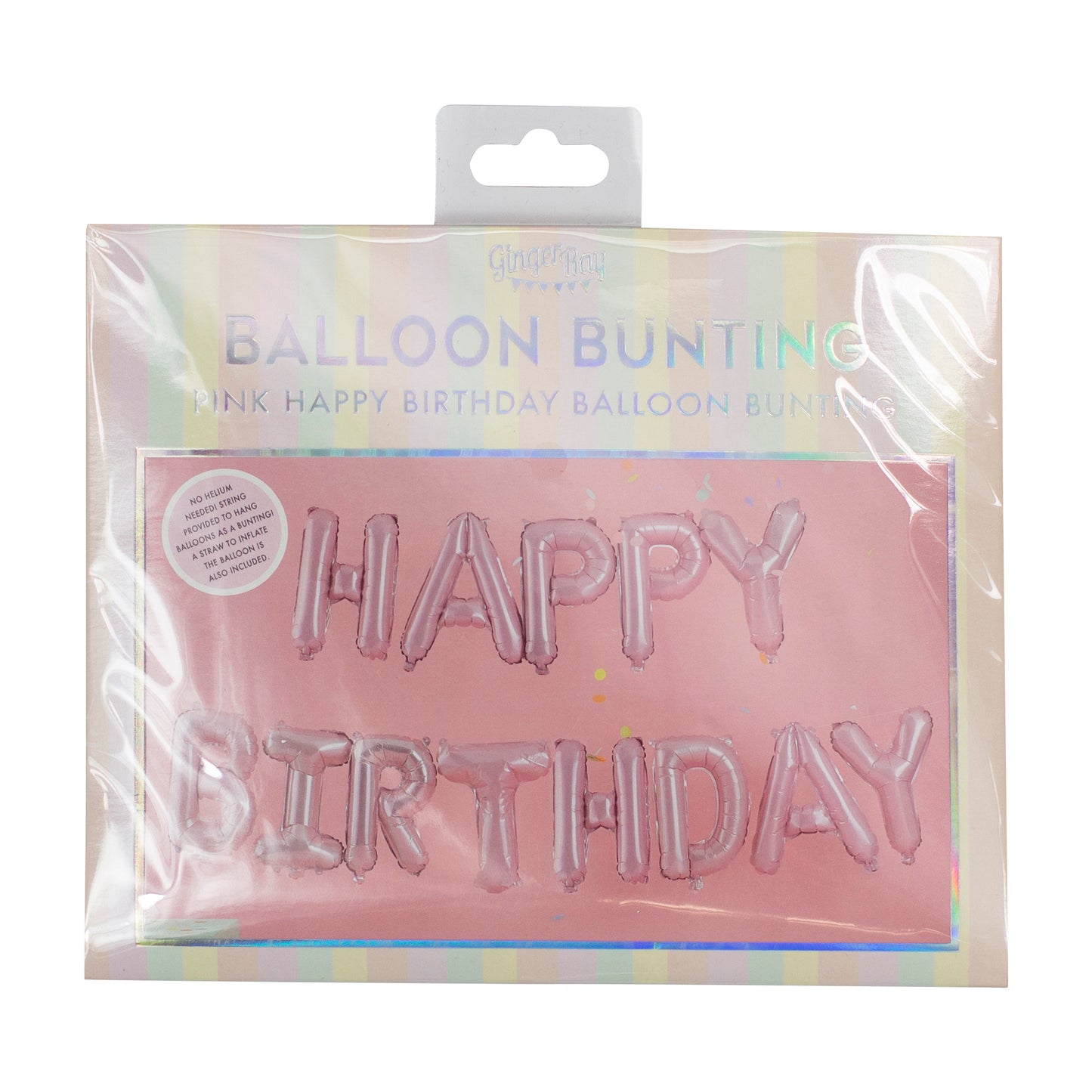 Matte Pink Happy Birthday Bunting Balloons