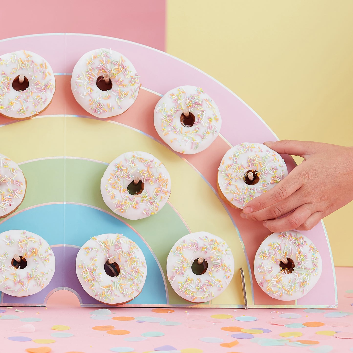 Rainbow Donut Wall Birthday Cake Alternative