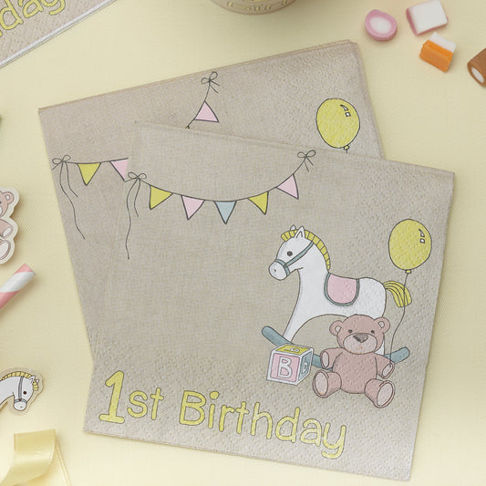 1st Birthday Napkins - Rock-a-bye