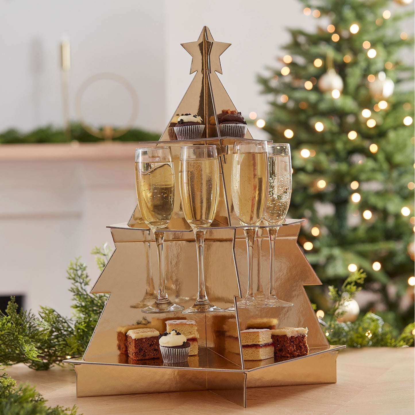Gold 3D Christmas Tree Treat and Drinks Stand