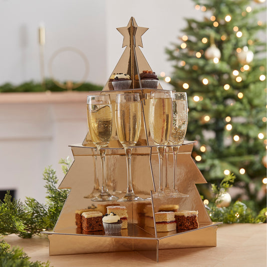 Gold 3D Christmas Tree Treat and Drinks Stand