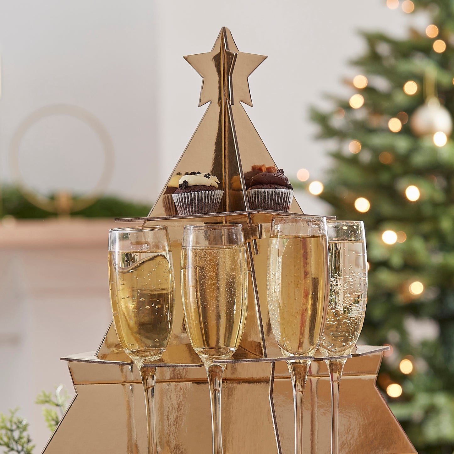 Gold 3D Christmas Tree Treat and Drinks Stand