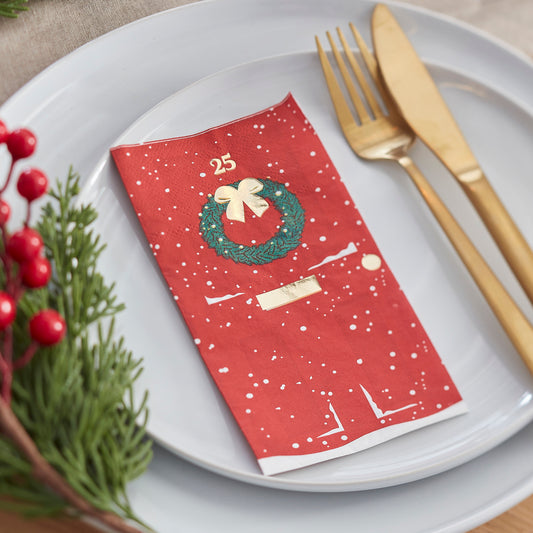 Gold Foiled Christmas Door Napkins