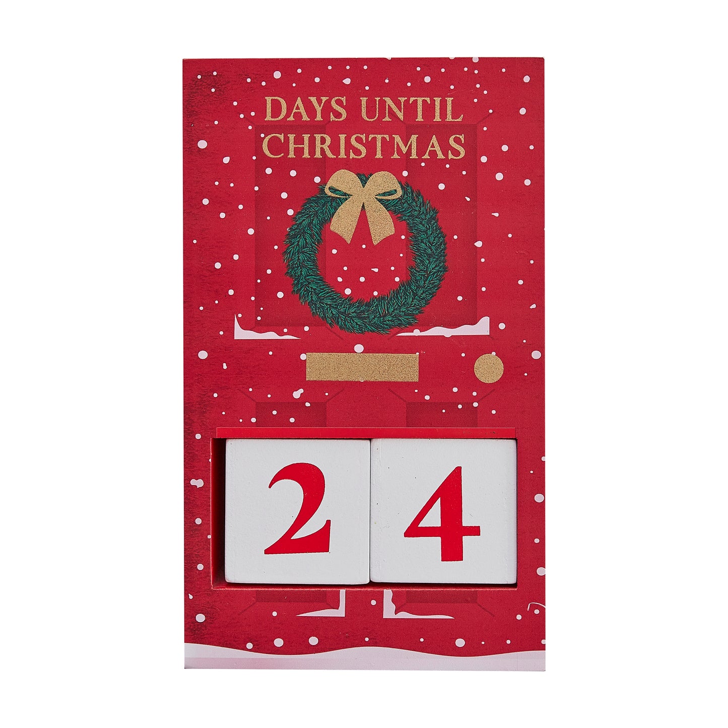 Red Wooden Christmas Door Countdown Calendar