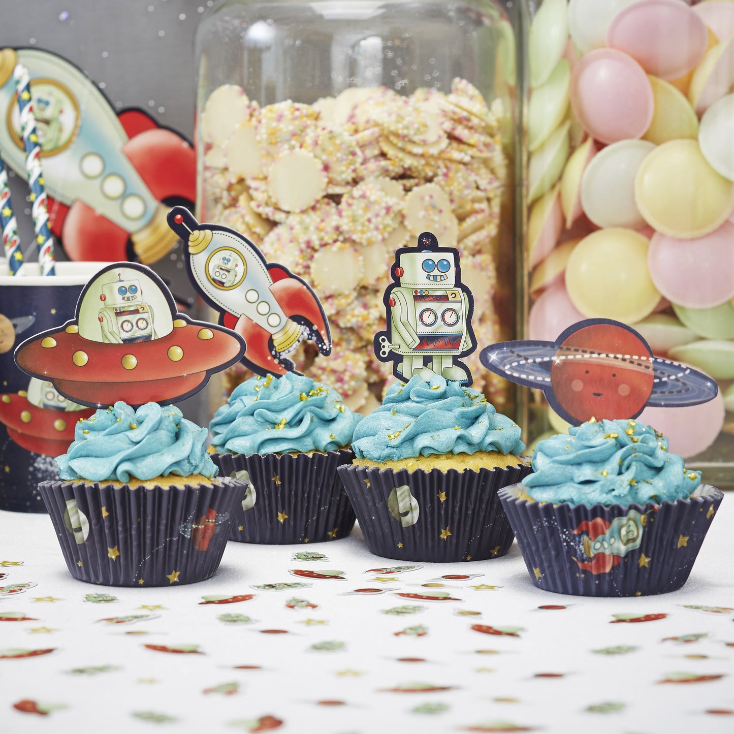 Space Cupcake Cases and Toppers - Space Adventure Party