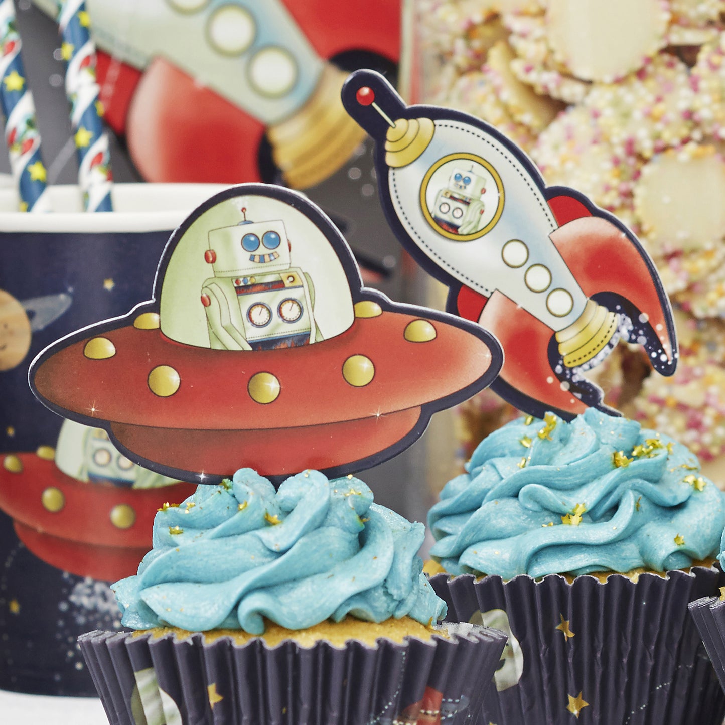 Space Cupcake Cases and Toppers - Space Adventure Party