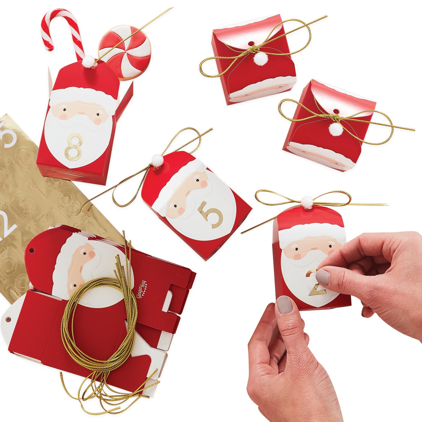 Red Santa Shaped Christmas Advent Calendar Boxes