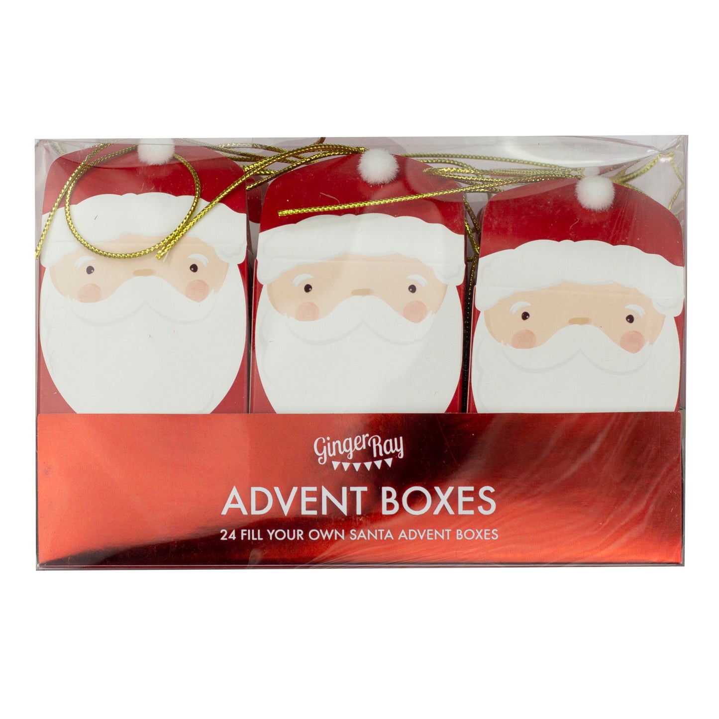 Red Santa Shaped Christmas Advent Calendar Boxes