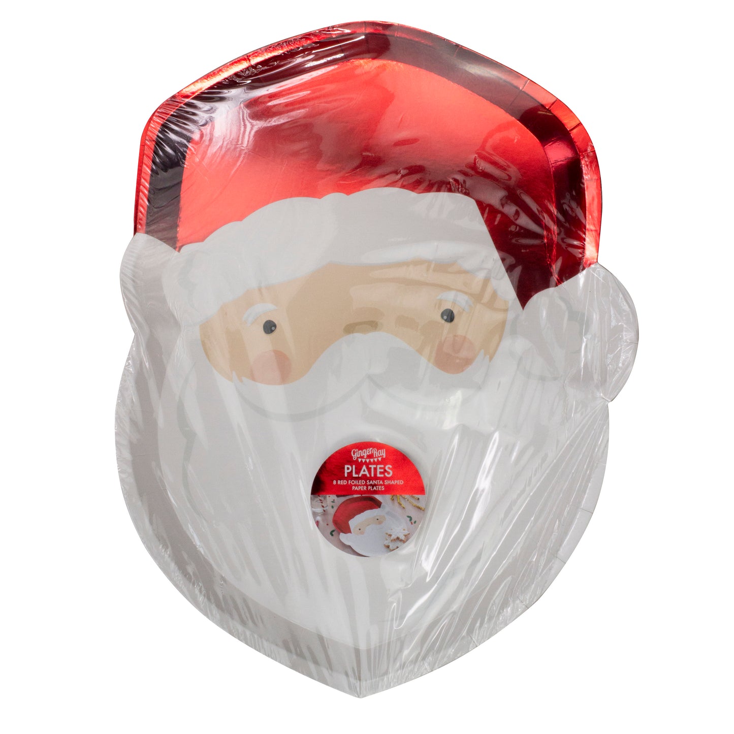 Red Foiled Santa Christmas Paper Plates