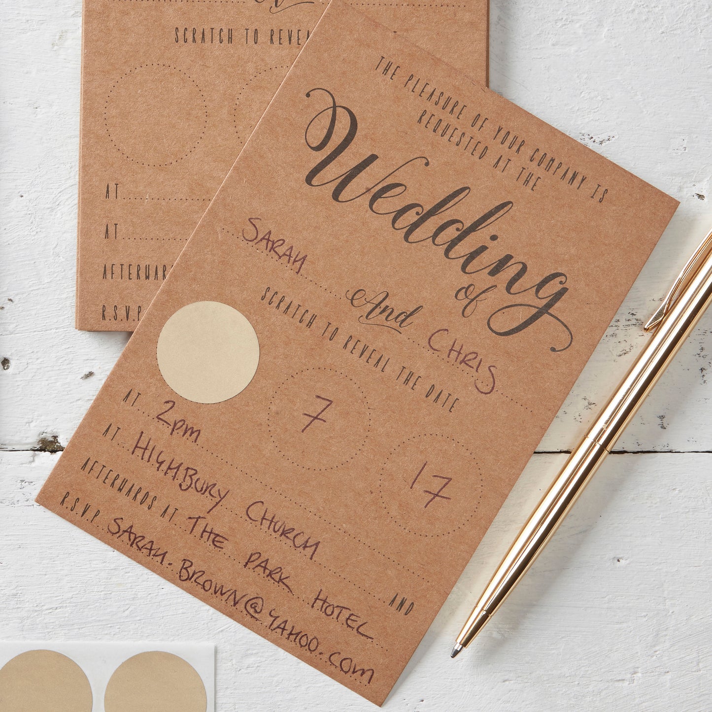 Kraft Scratch The Date Wedding Invitations - Scratch & Reveal