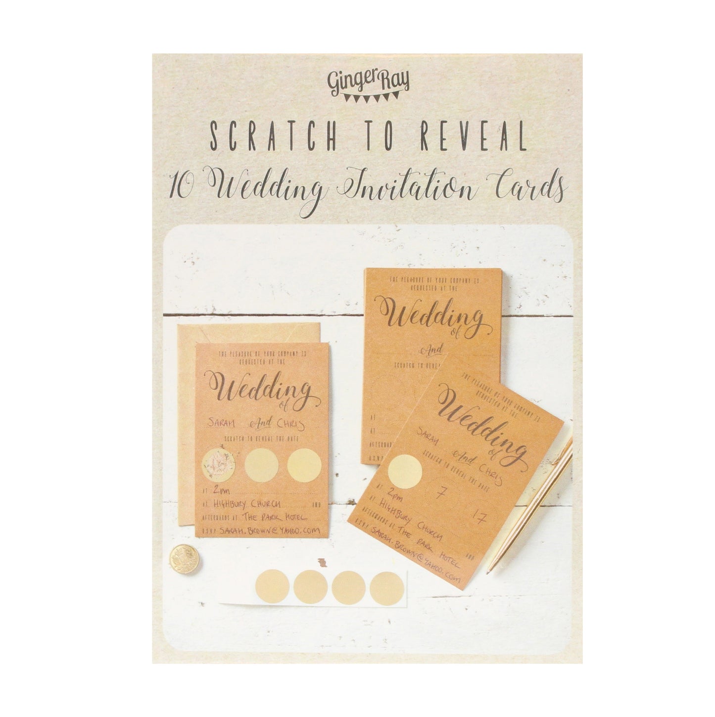 Kraft Scratch The Date Wedding Invitations - Scratch & Reveal
