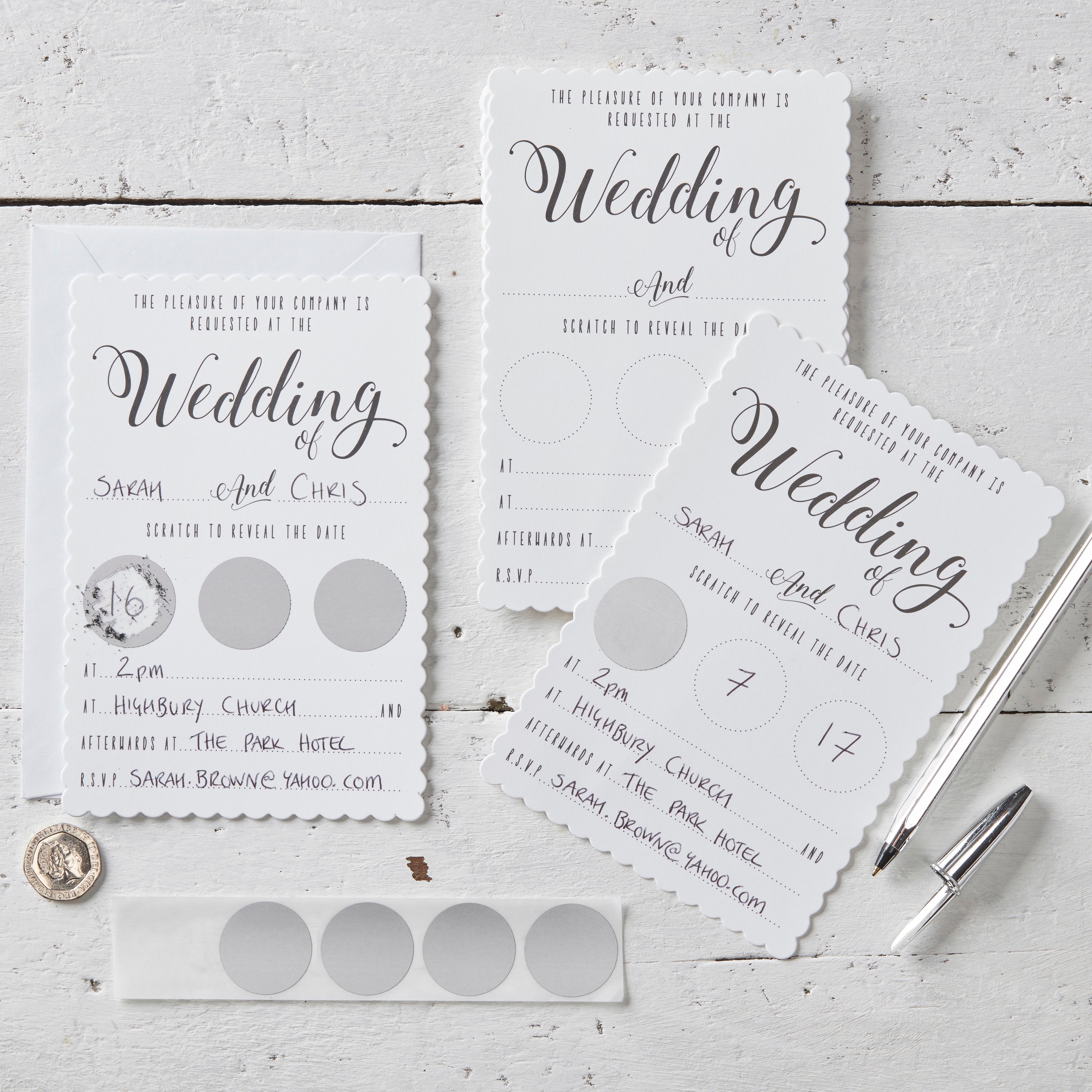 White Scratch The Date Wedding invitations - Scratch & Reveal – Ginger Ray