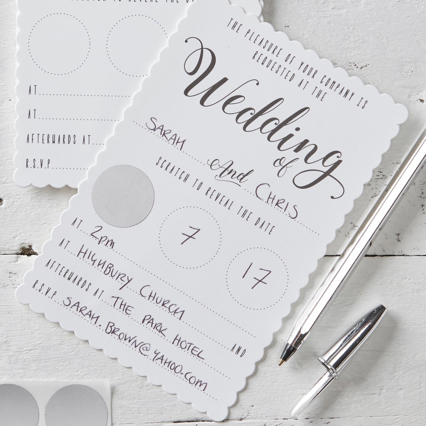 White Scratch The Date Wedding invitations - Scratch & Reveal