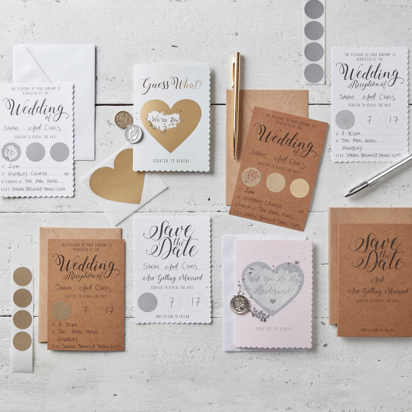 White Scratch The Date Wedding invitations - Scratch & Reveal