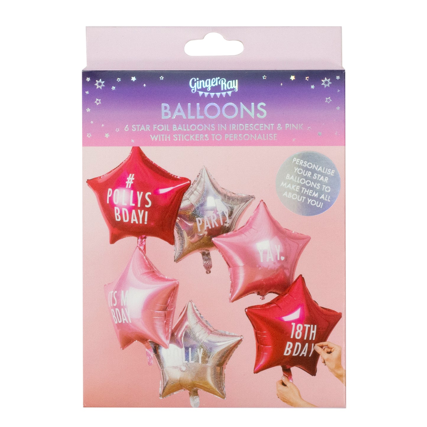 Personalisable Star Party Balloons with Stickers