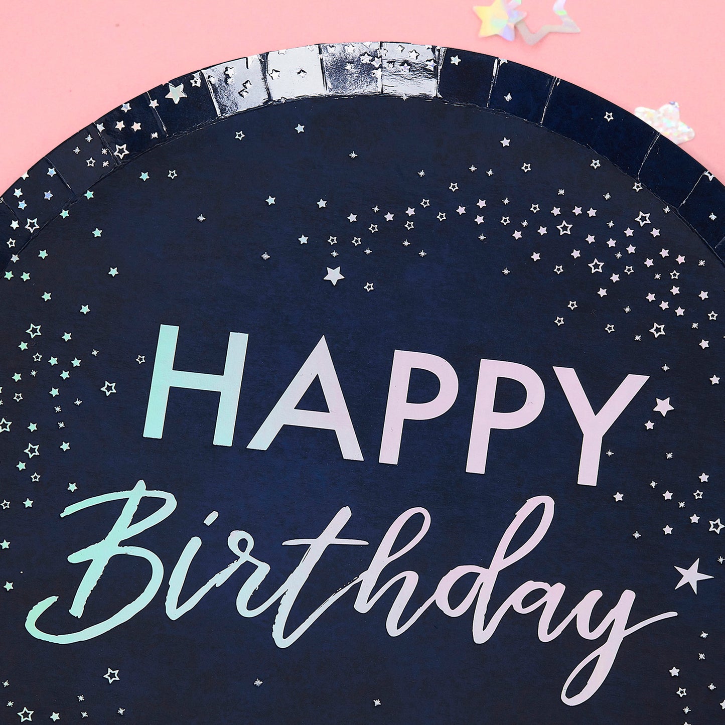 Iridescent Foiled Happy Birthday Paper Plates