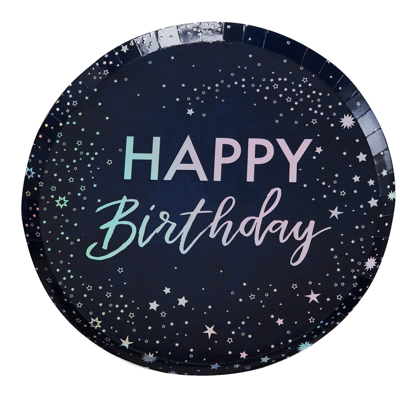 Iridescent Foiled Happy Birthday Paper Plates