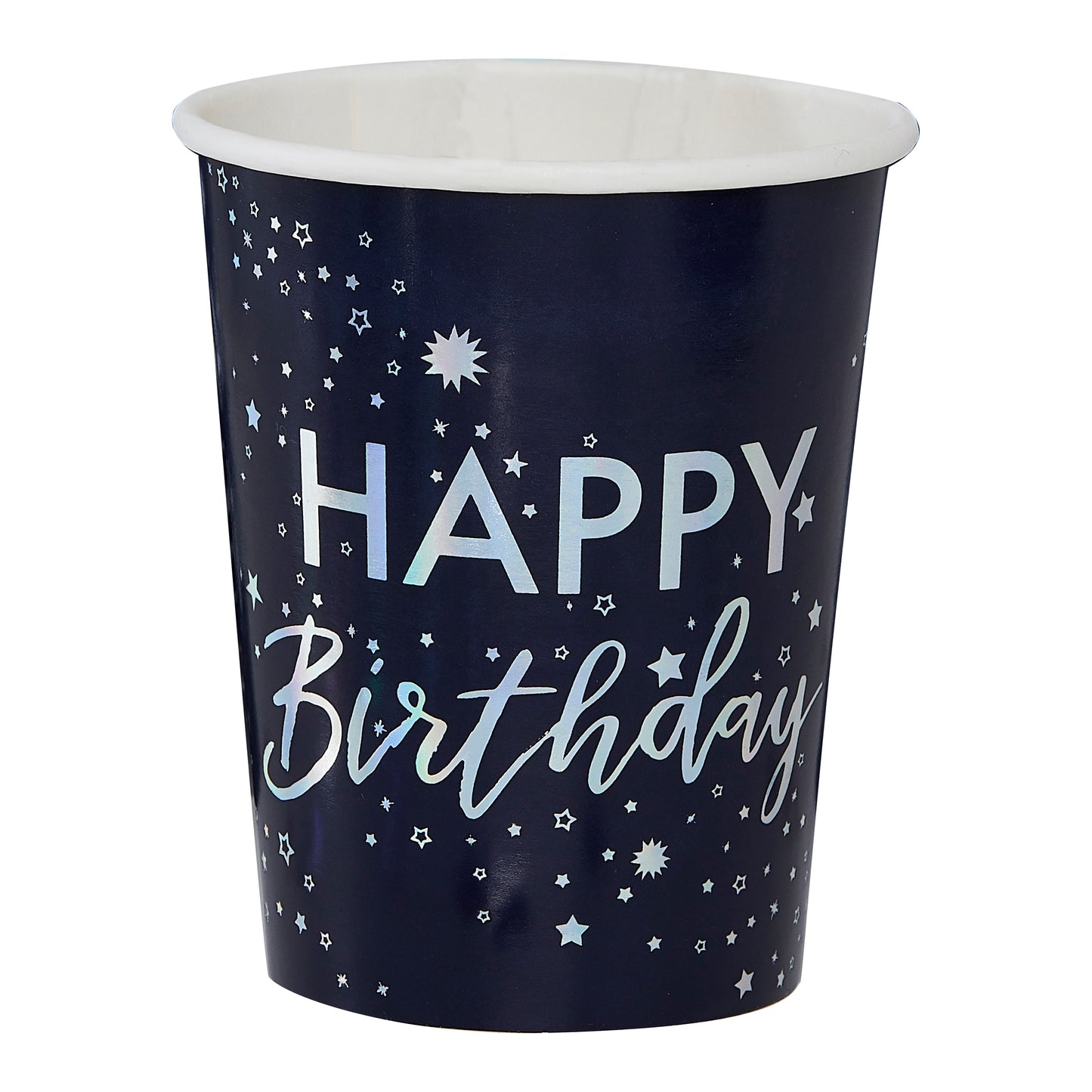 Iridescent Foiled Happy Birthday Paper Cups
