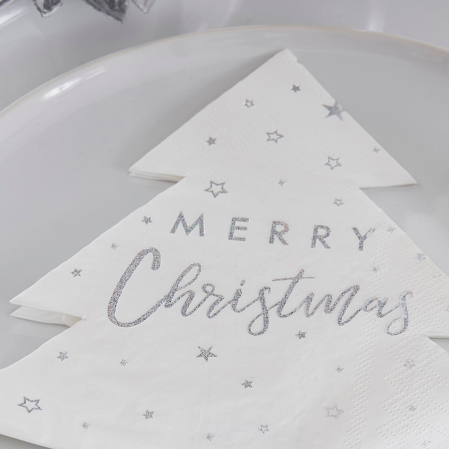 Silver Foiled Merry Christmas Paper Napkins