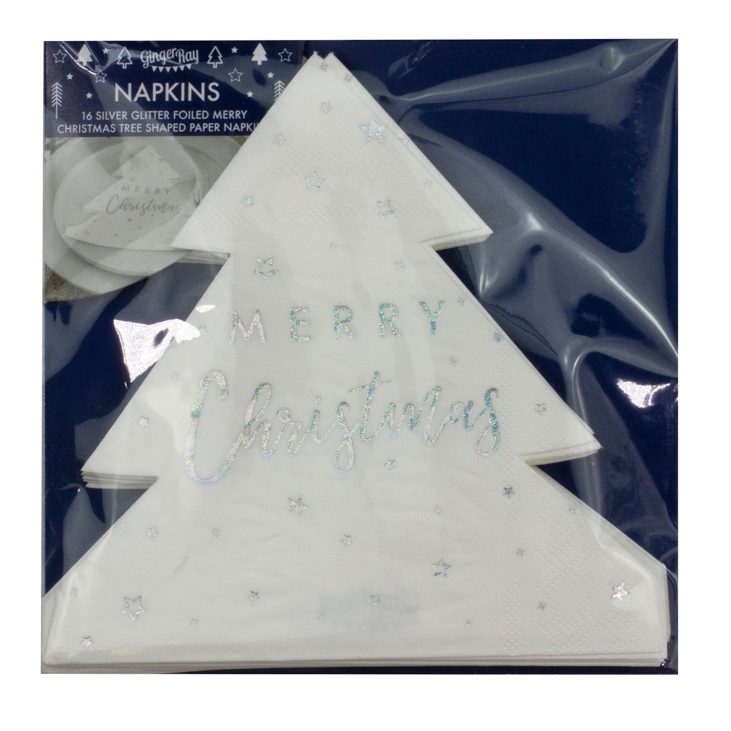 Silver Foiled Merry Christmas Paper Napkins