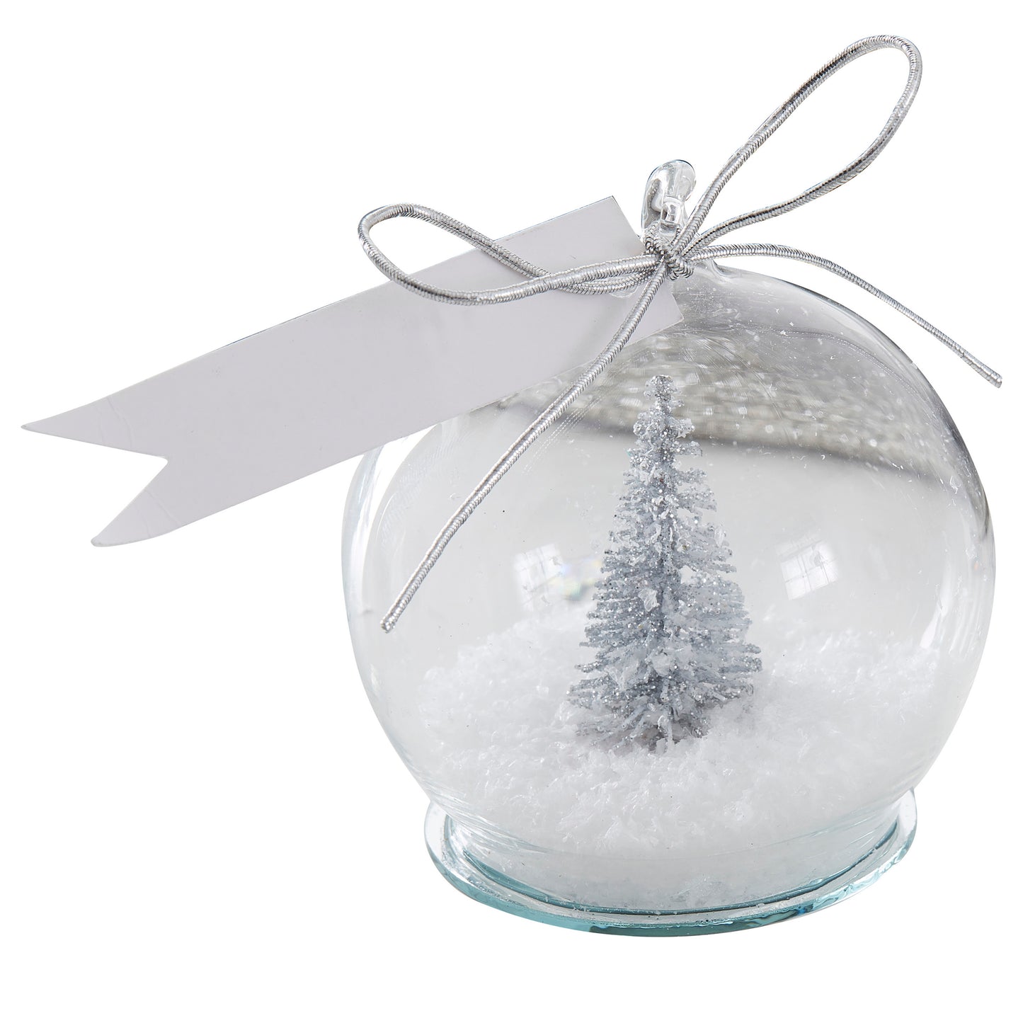 Silver Tree Snow Globe Christmas Place Cards