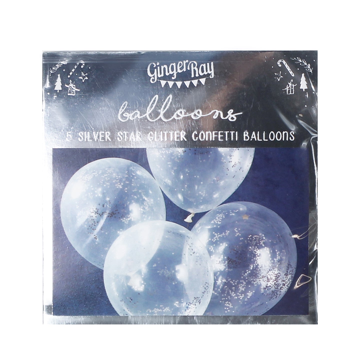 Silver Glitter Filled Confetti Balloons