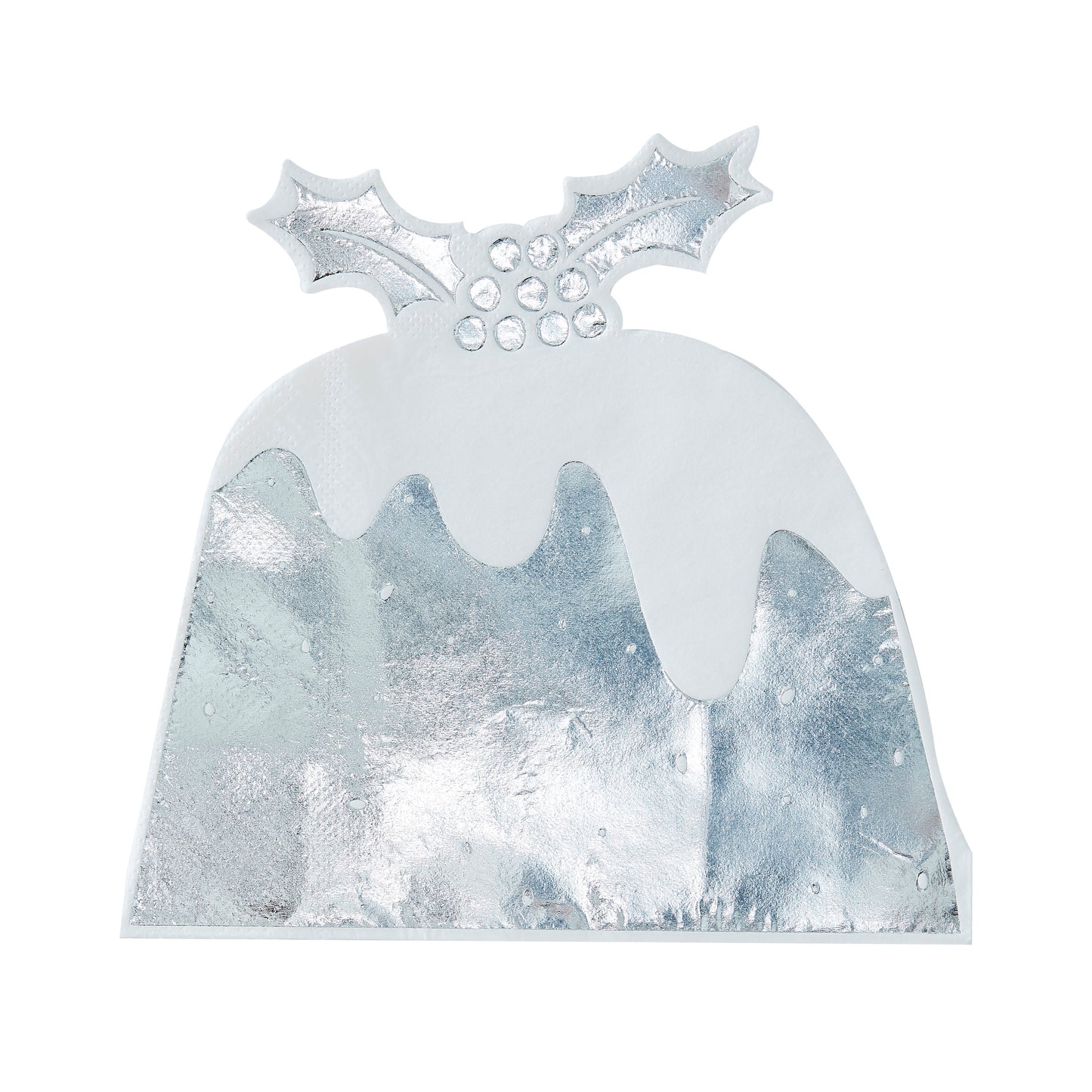 Silver Foiled Christmas Pudding Paper Napkins - Silver Christmas