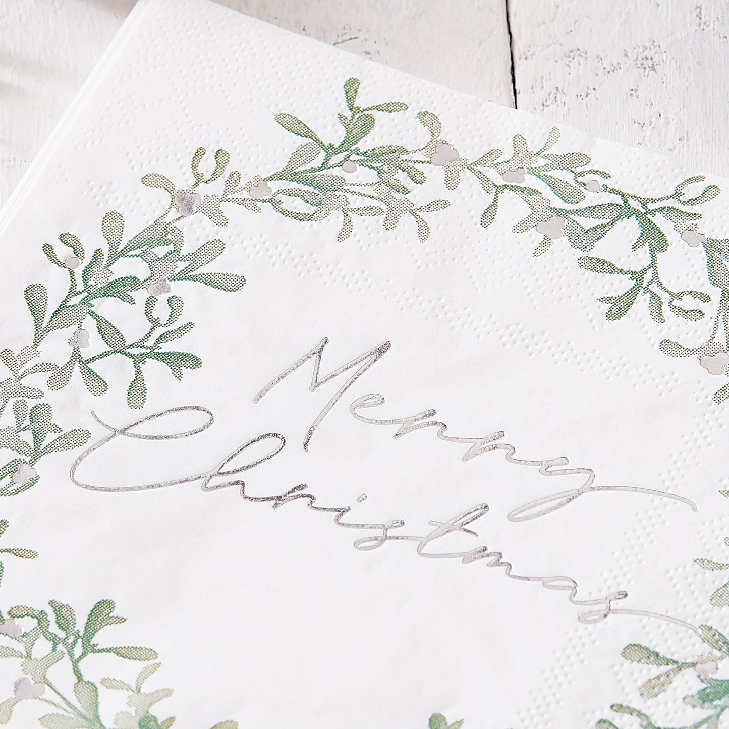 Merry Christmas Mistletoe Wreath Christmas Napkins