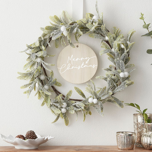 Mistletoe And Merry Christmas Door Wreath
