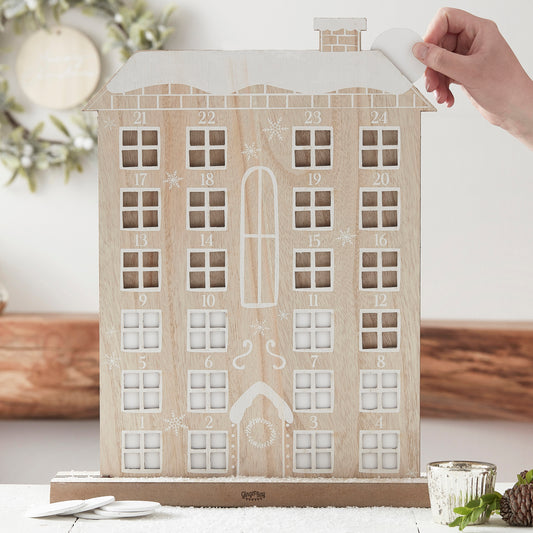 Wooden Reusable Advent Calendar House