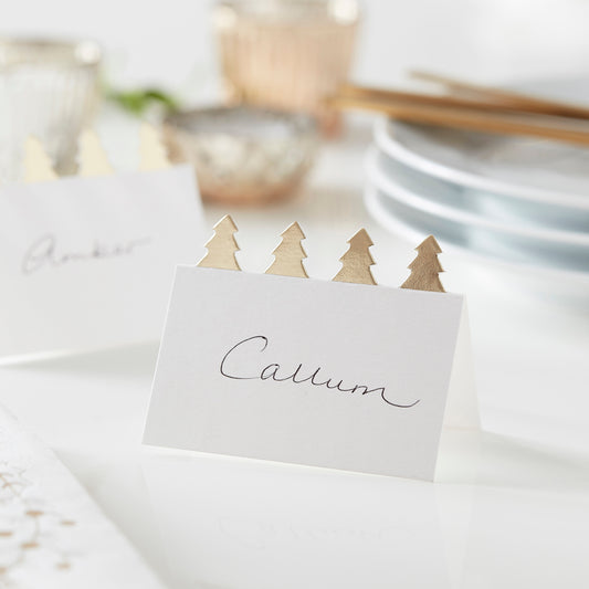 Christmas Tree Place Cards With Gold Foil
