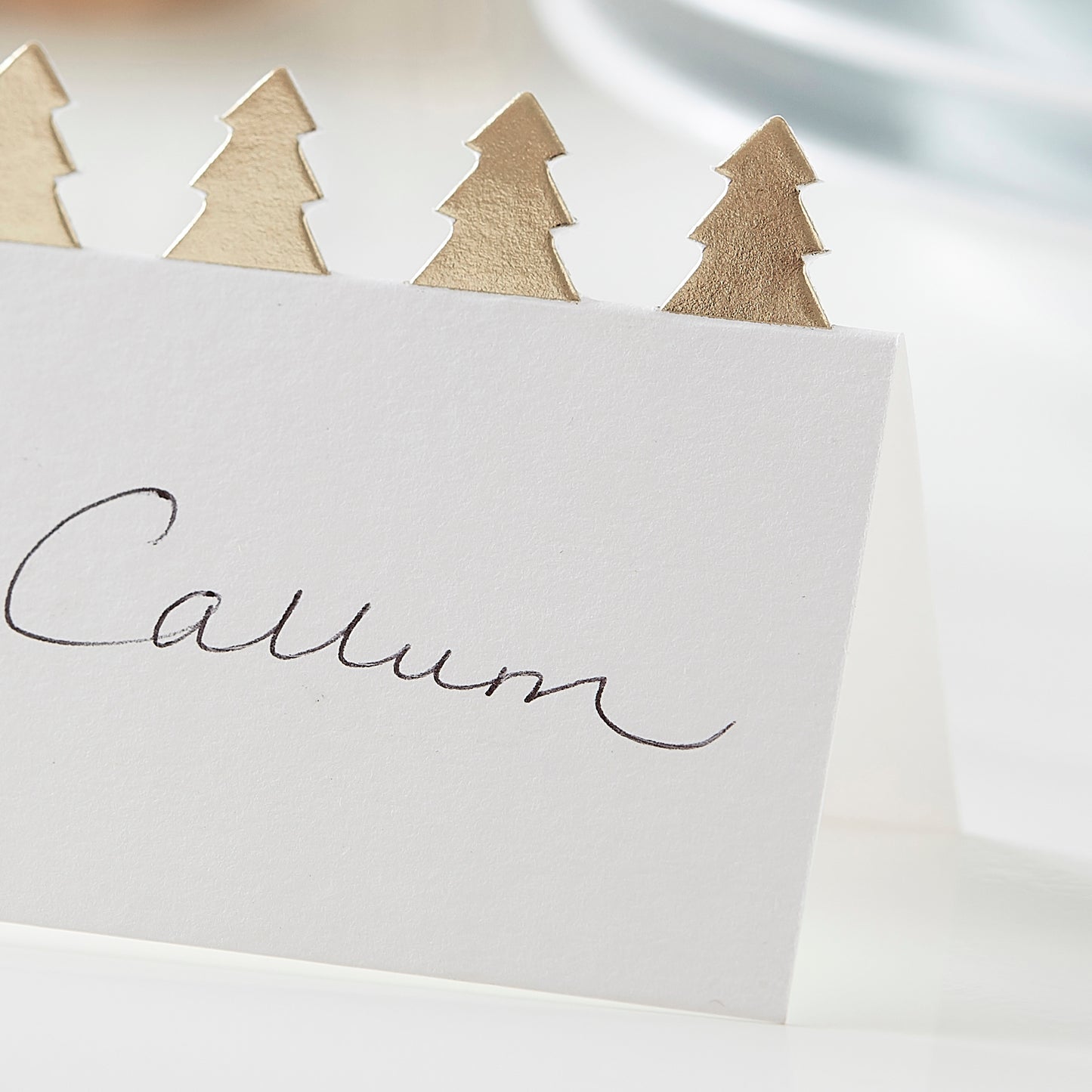 Christmas Tree Place Cards With Gold Foil