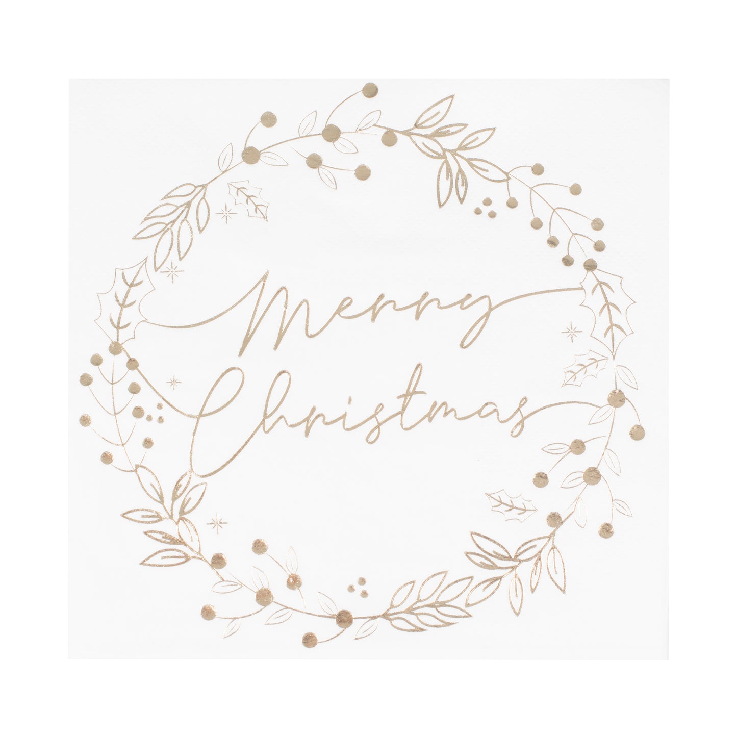 Gold Foiled Merry Christmas Wreath Christmas Napkins