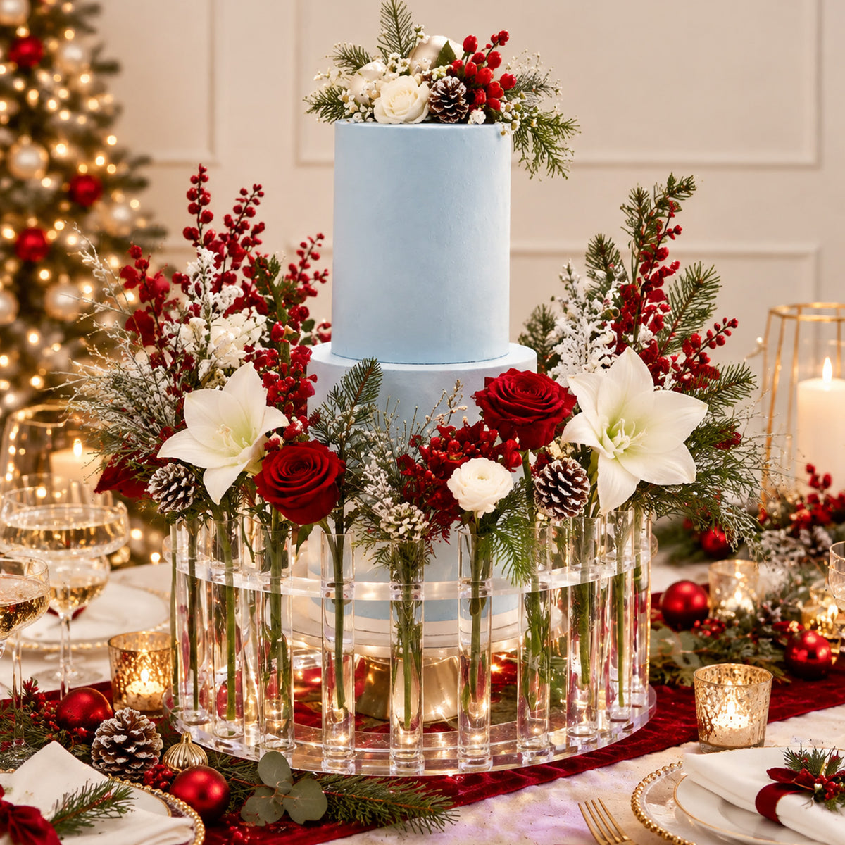 Round Centrepiece with Glass Stem Holders