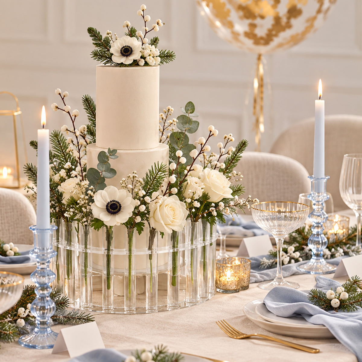 Round Centrepiece with Glass Stem Holders