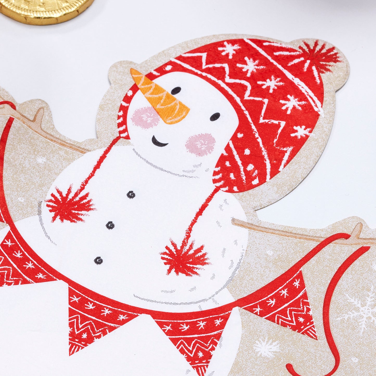 Shaped Christmas Snowman Napkins - Santa & Friends