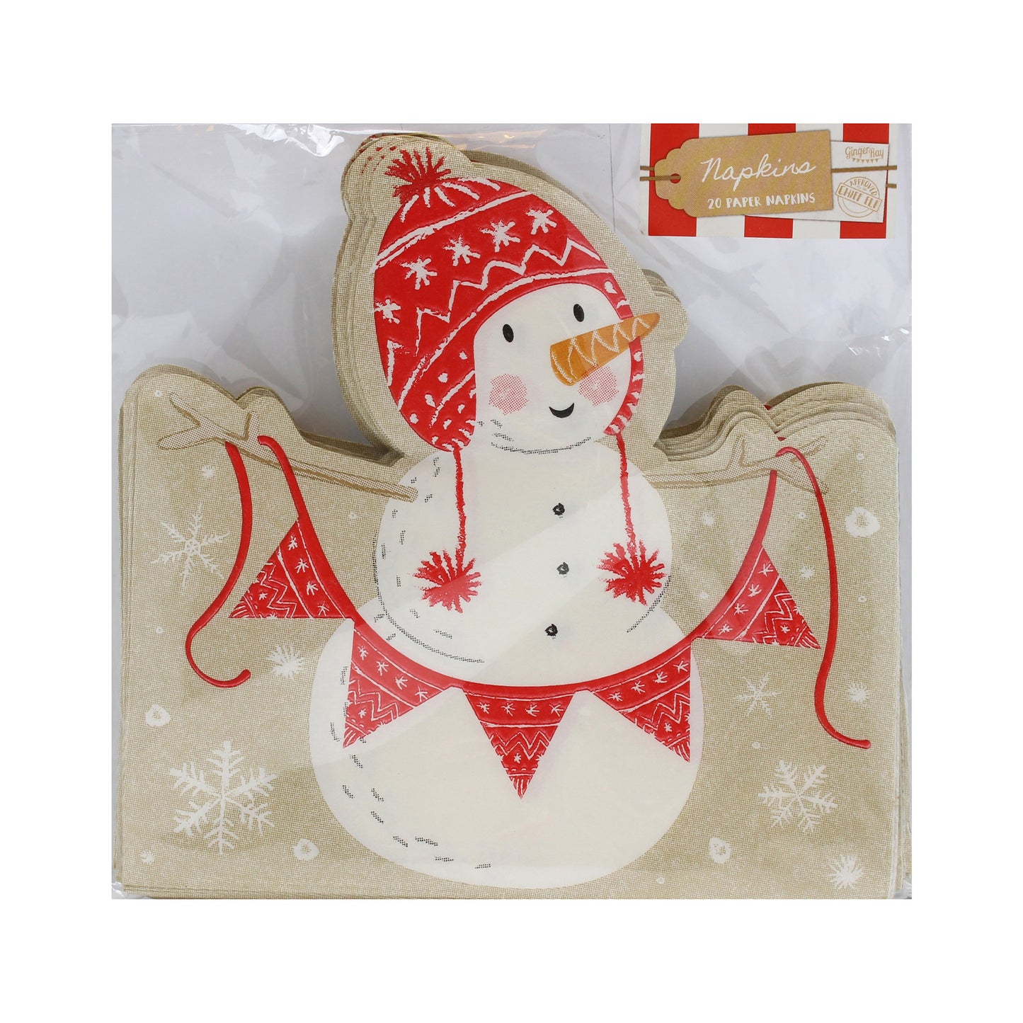 Shaped Christmas Snowman Napkins - Santa & Friends
