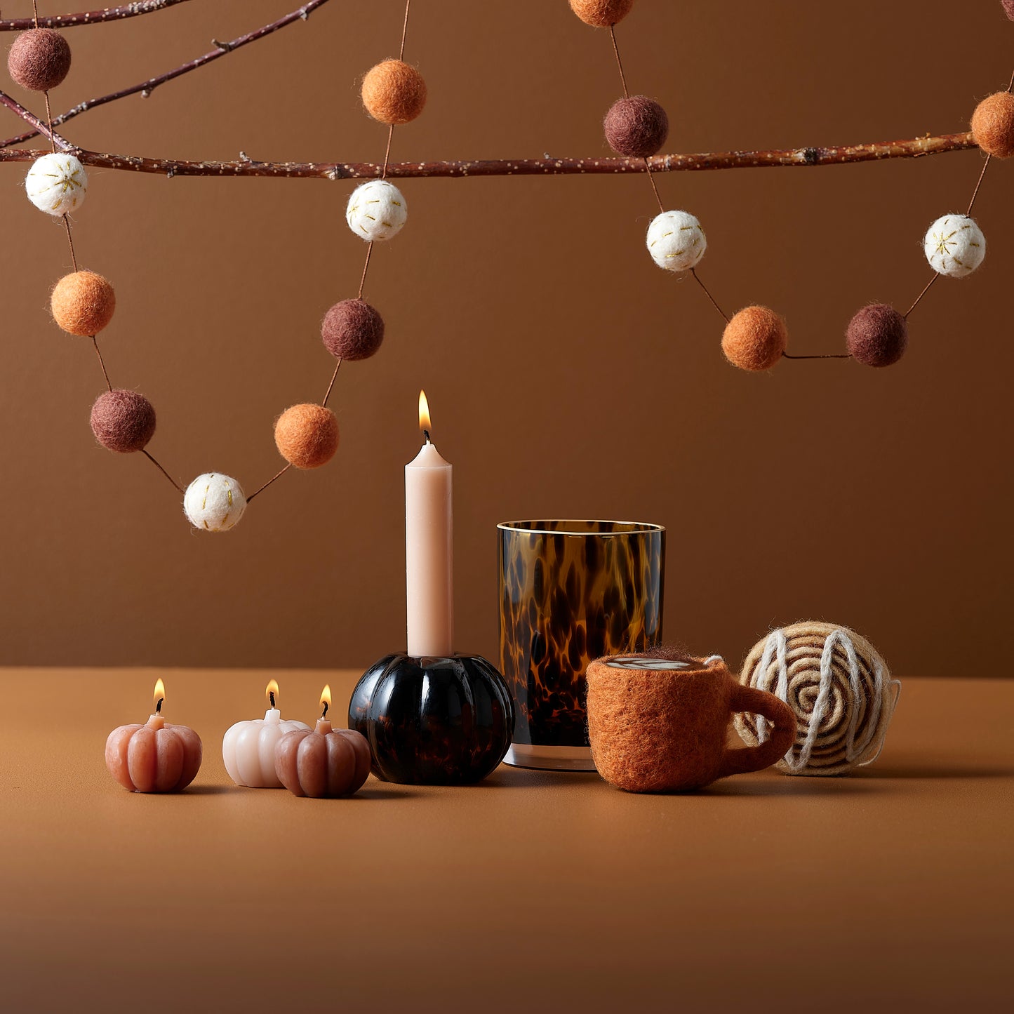 3 Pumpkin Shaped Candles