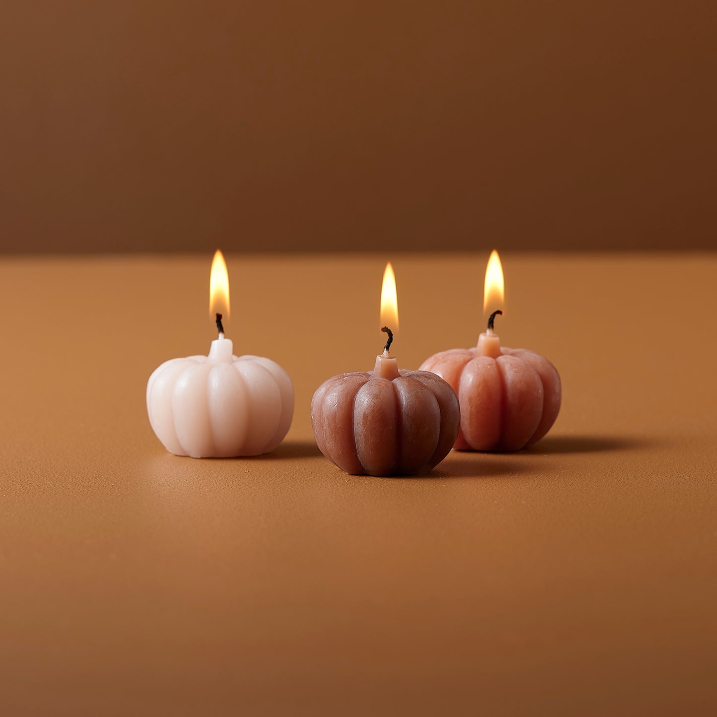 3 Pumpkin Shaped Candles