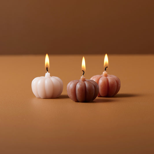 3 Pumpkin Shaped Candles