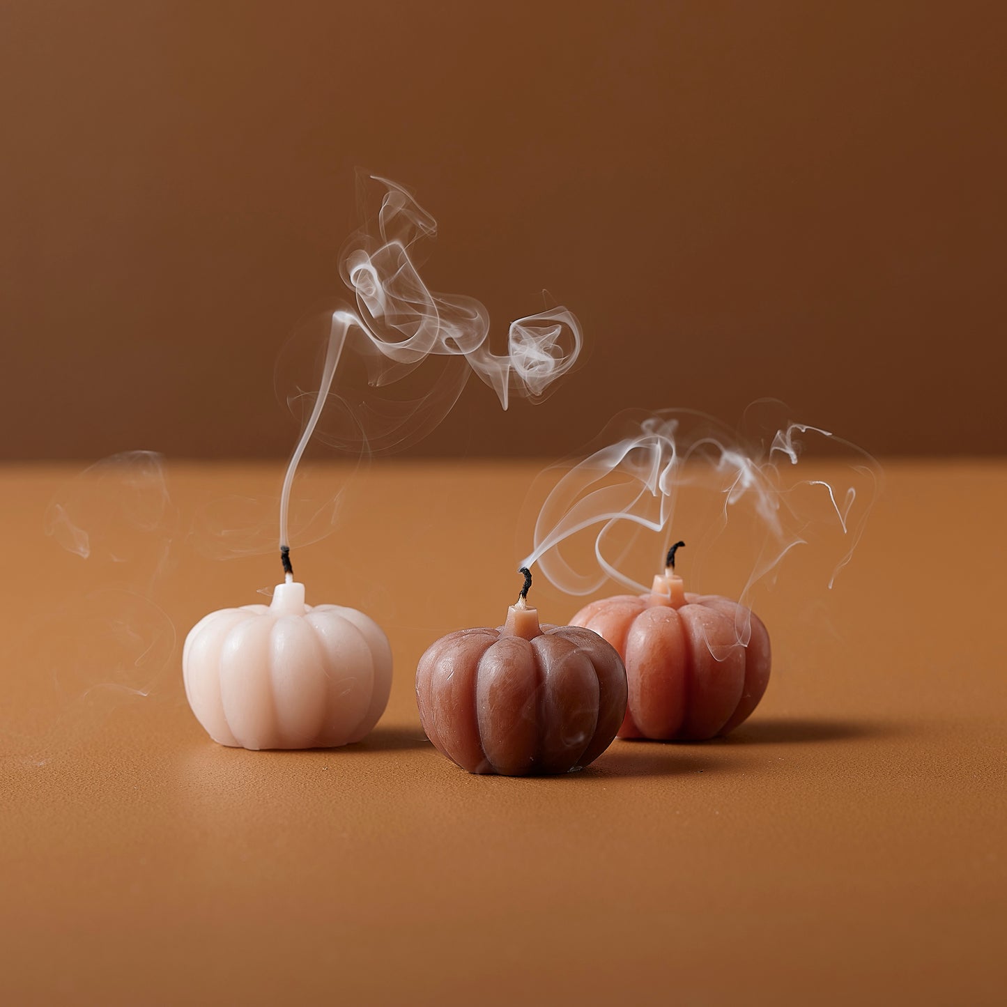 3 Pumpkin Shaped Candles