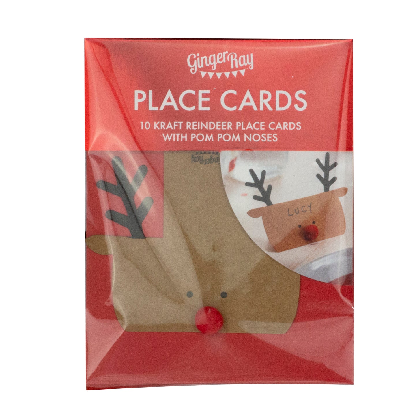 Kraft Reindeer Shaped Christmas Place Cards