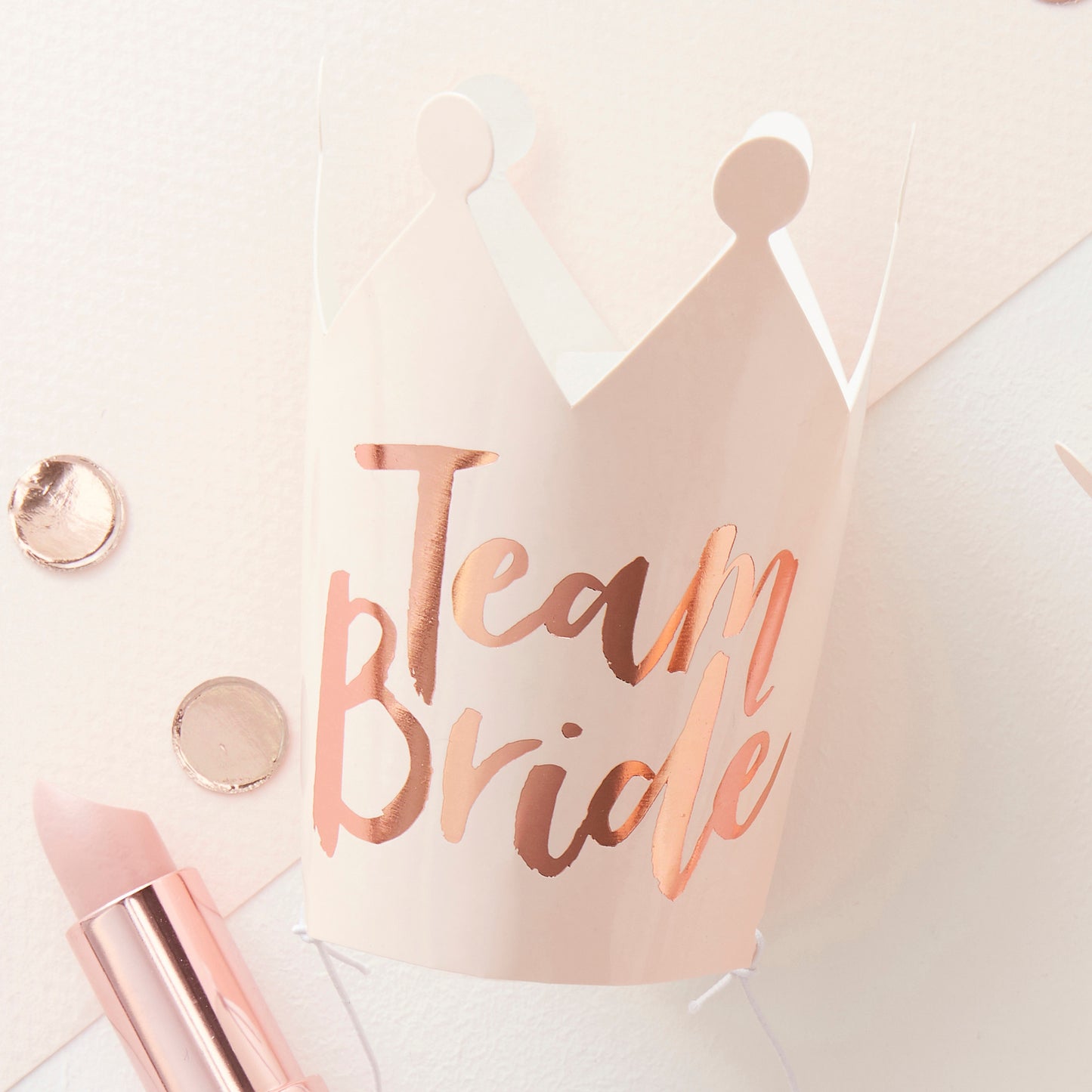 Pink and Rose Gold Foiled Team Bride Party Crowns - Team Bride