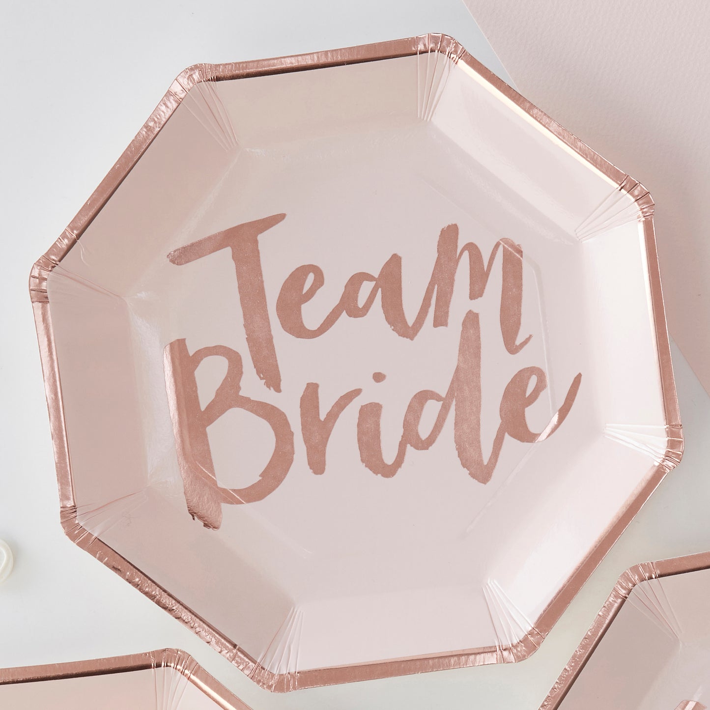 Rose Gold Foiled Team Bride Paper Plates - Team Bride